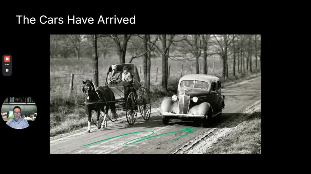 "The Cars Have Arrived" (3:40): for years AI was faster horses. Now it is cars.